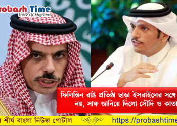 অবশেষে ফিলিস্তিনের পক্ষে মুখ খুললো সৌদি-কাতার