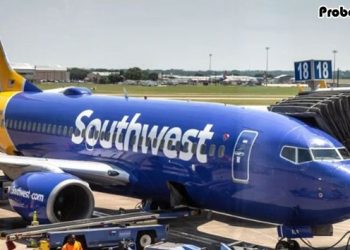 উড়ন্ত বিমানের দরজা খোলার চেষ্টা নারীর