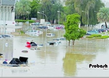 ওমানে ভারী বর্ষণ, পাতার মত ভাসছে গাড়ি