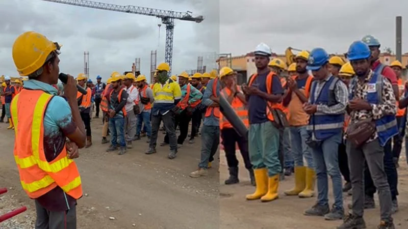 কাজ শুরুর আগে শ্রমিকদের মোনাজাত, প্রশংসায় ভাসছেন বাংলাদেশিরা